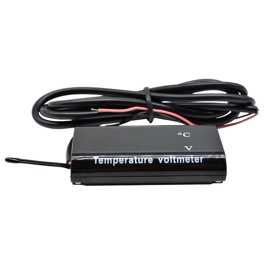 DC 12V 0,28 дюйма Двойной дисплей Светодиодный Цифровой Датчик Температуры Вольтметр Термометр Измеритель Напряжения Тестер Для Автомобиля Мотоцикла
