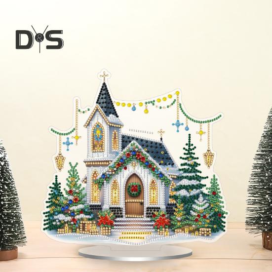 Рождественский набор для самостоятельной росписи стразами в деревенском доме, картина из искусственных бриллиантов, украшение для стола для домашнего декора