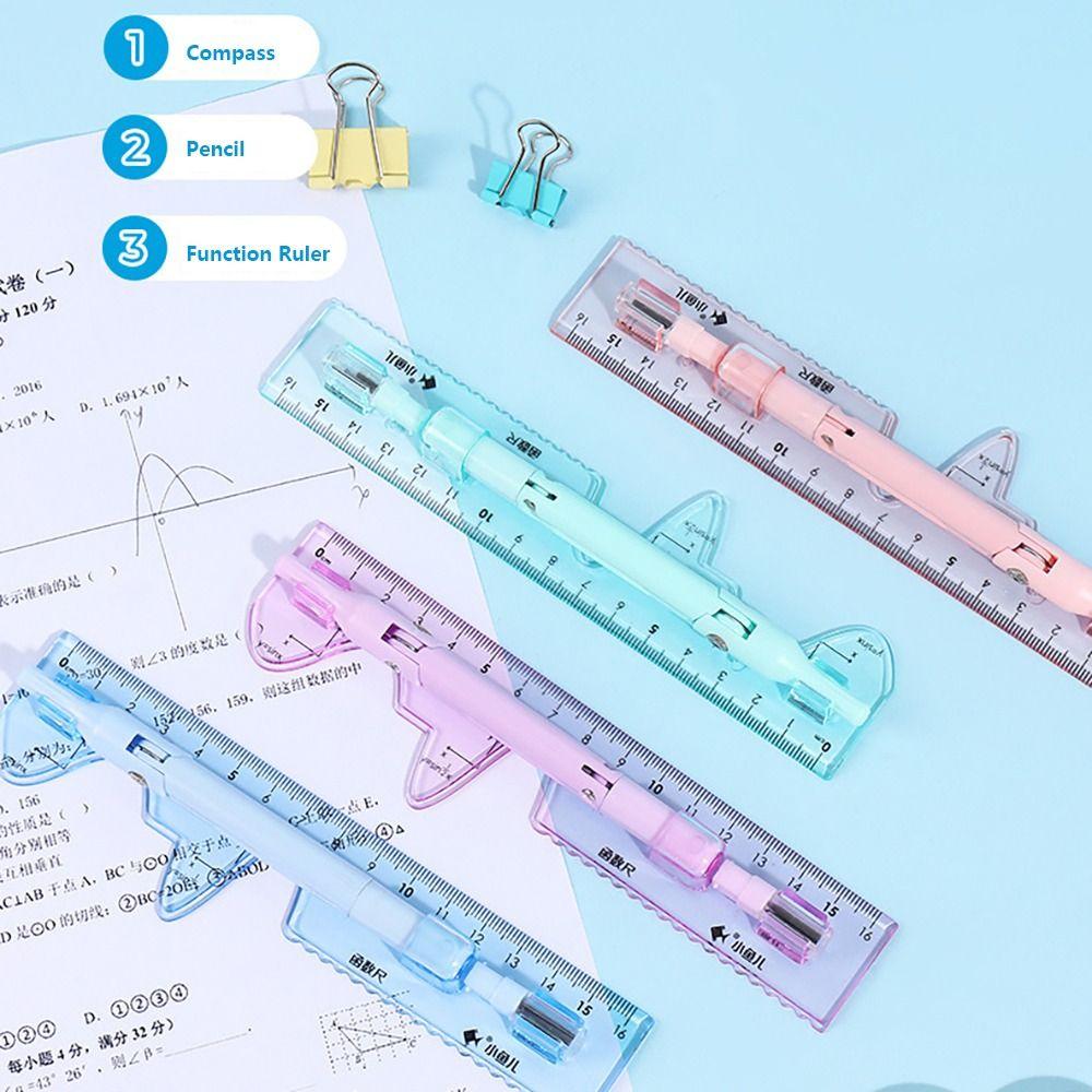3-in-1 Compass Ruler Set Plastic Mechanical Pencil High Quality Drawing Tool  Students