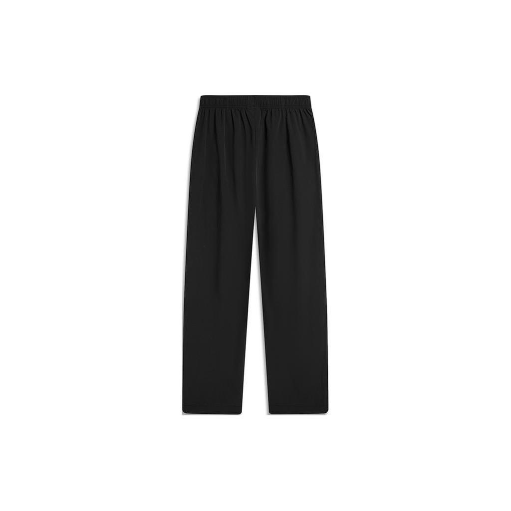 Li Ning Sports Lifestyle Series однотонные эластичные прямые трикотажные спортивные брюки женские брюки черного цвета AYKU372-1