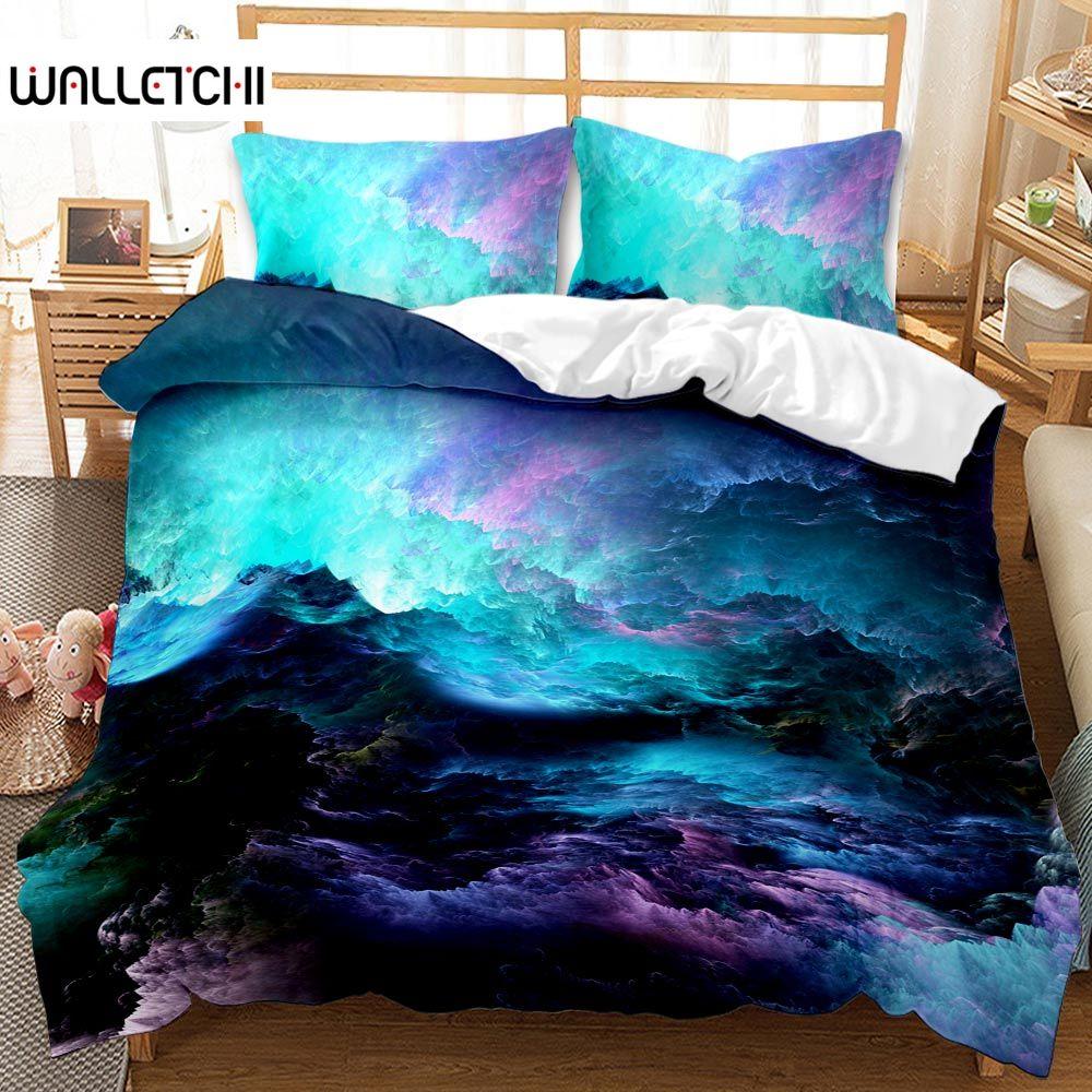 3D Galaxy Duvet Cover Set Single Double Twin/Queen 2pcs/3pcs/4pcs Bedding Sets Universe Outer Space Themed Bed Linen 2