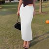 Женская повседневная модная однотонная юбка-рыбий хвост с разрезом, эластичная узкая юбка до середины тела