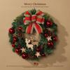 Christmas Wreath for Front Door Artificial Green Pine Needles Teardrop Swag Christmas Garland Decoration with Balls Bows for Indoor