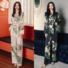 Printed Long Sleeved Cardigan Pant Pajamas Women Sexy Women Bathrobe Kimono Gown Loose Casual Sleepwear Intimate Lingerie Pijama
