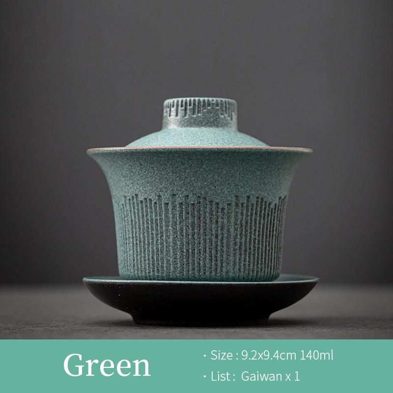 140 мл Керамическая гайвань с глазурью «Синий камень» Винтажная чаша «Саньцай» Чаша для чайной церемонии в японском стиле