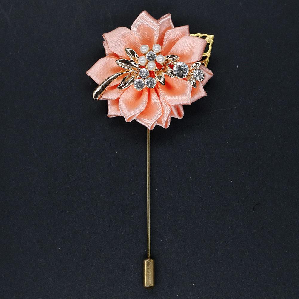 Luxury Crystal Pearl Groomsmen Boutonniere Wedding Corsage Men Brooch Pin Red Burgundy Flower Groom Bridal Boutonnieres