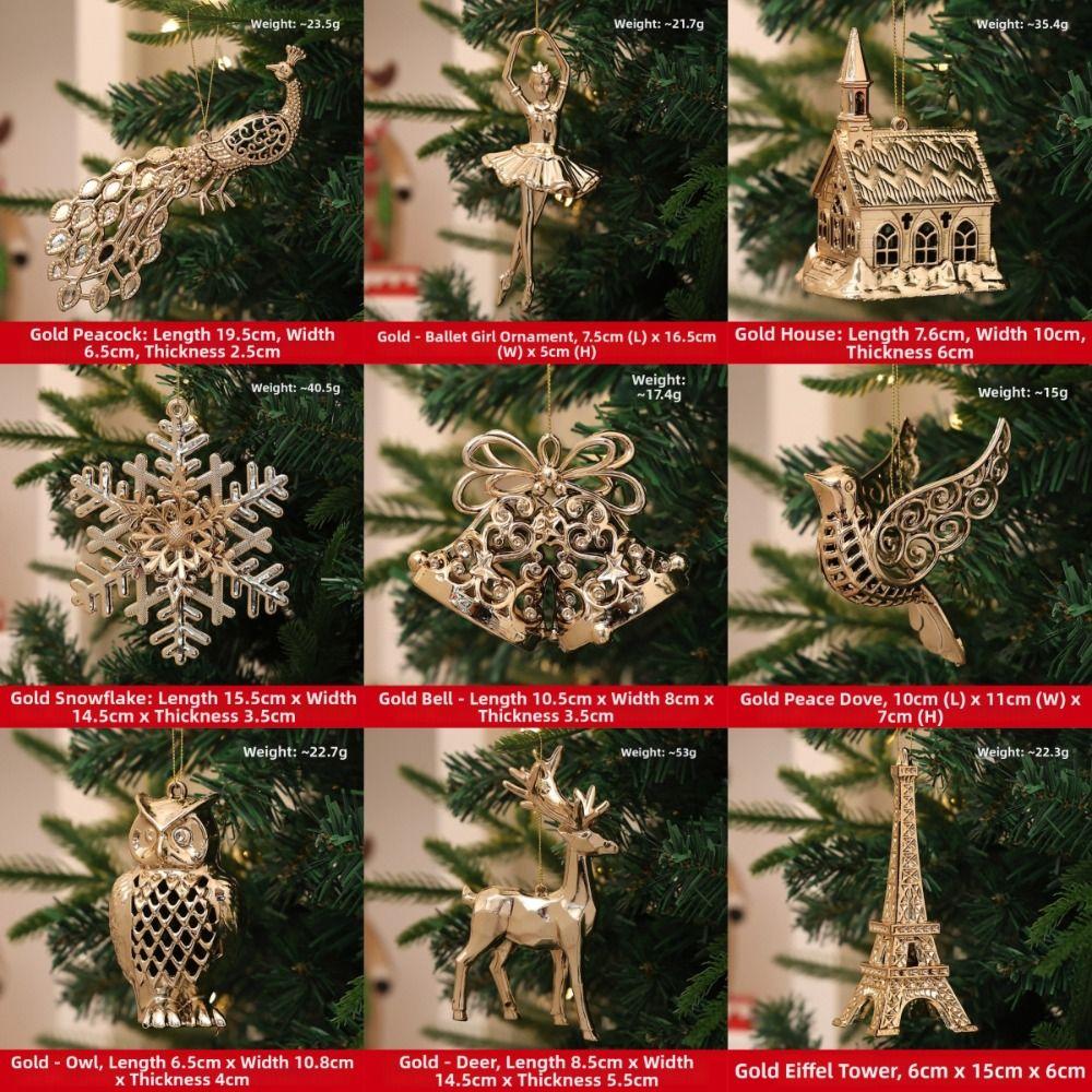 Plastic Christmas Tree Pendant Electroplated Hanging Ornaments New Xmas Tree Ornament Home Decor