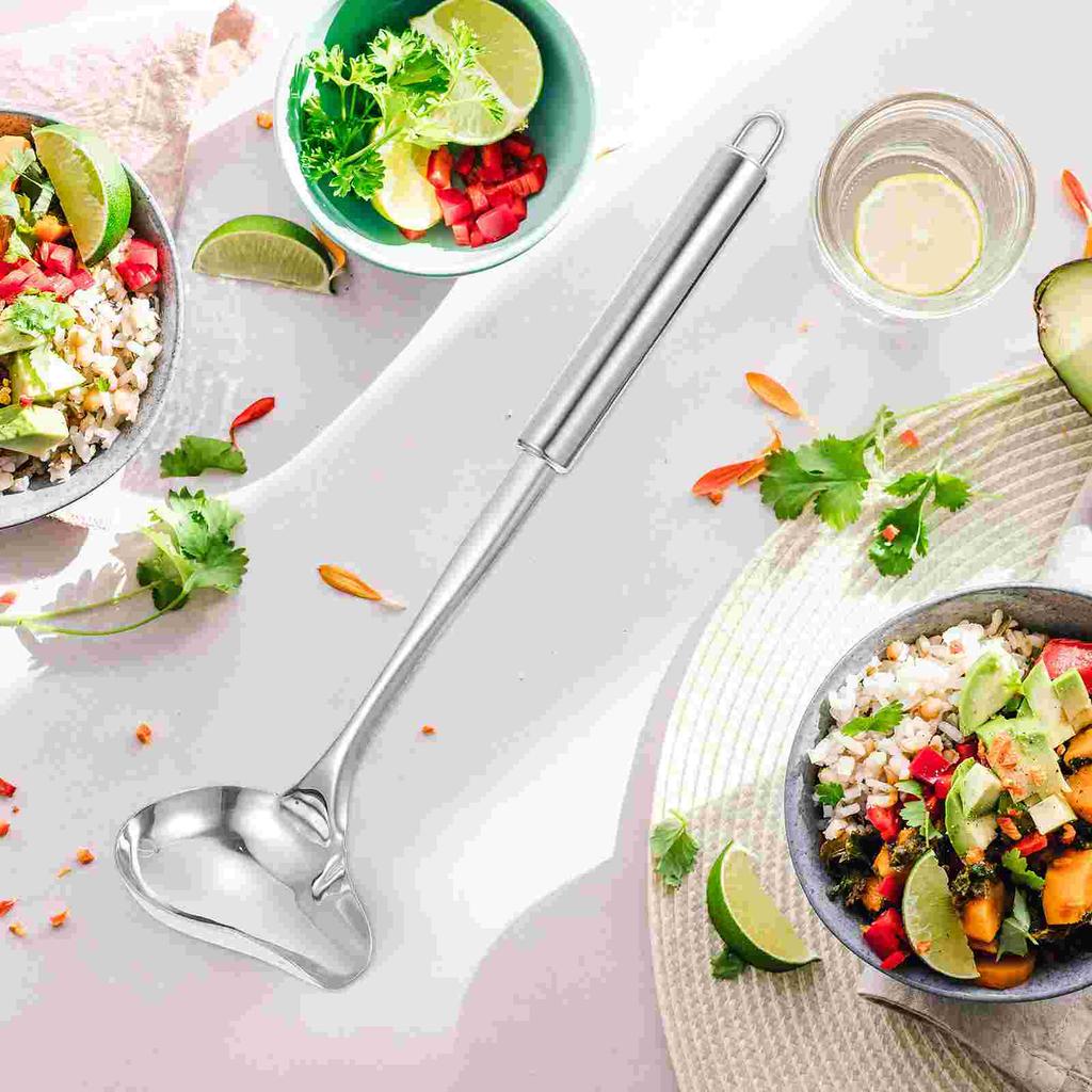 2 Pcs Stainless Steel Sauce Spoon Soup Spoons Ladle Kitchen Gadget Tableware Hot Pot
