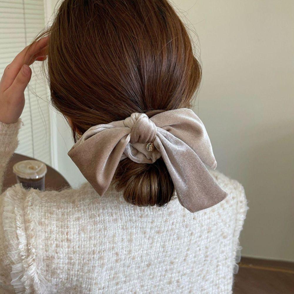 Милые бархатные резинки для волос с бантом во французском стиле, большие жгуты для волос, женские резинки для волос, аксессуары для волос