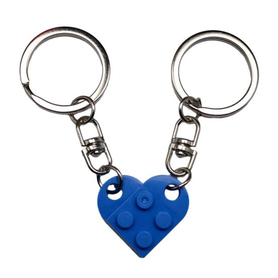 1 Pair Detachable Heart Pendant Keychain Matching Brick Key Ring Couple Lover Key Chain Valentine Day Gift