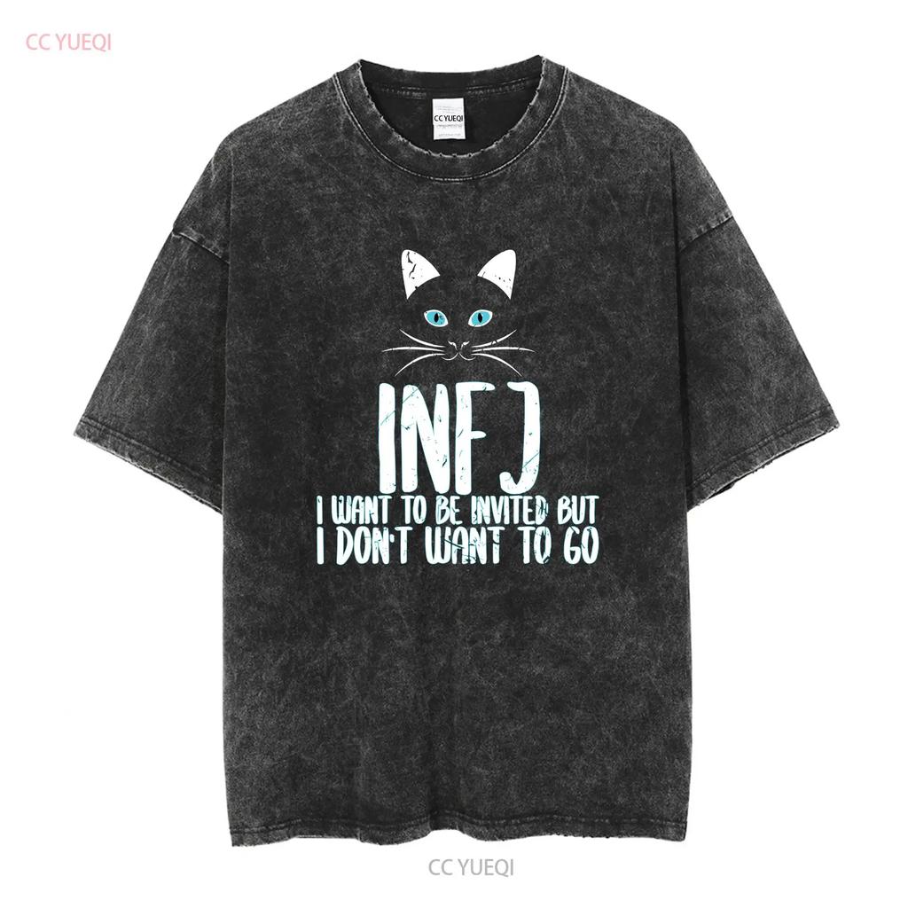 INFJ Introvert Cat Lover Self Care Personality Type T Shirt long or short sleeves vintage Washed Unisex streetwear Stretched