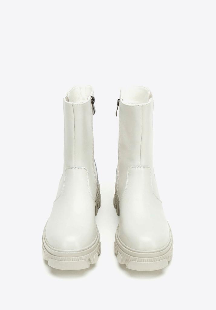 Wittchen Women's Leather Chelsea Boots On A Gray Beige Platform, Gray Beige, Natural Leather