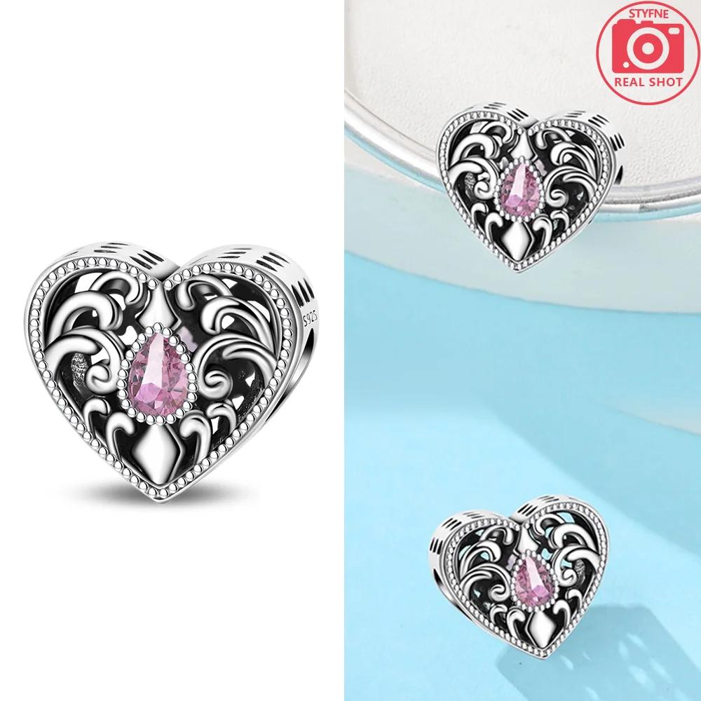 Heart Zircon Charm Bead Charms Authentic Classic copper Plated Lotus Angel Bead Charms Compatible With Bracelets Women Do It Yourself Jewellery Fine G