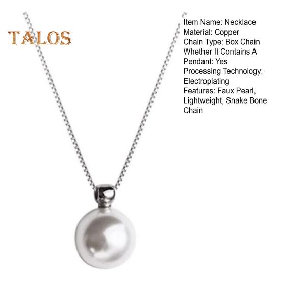 Women Necklace Faux Pearl Pendant Copper Snake Bone Chain Party Wedding Prom Clavicle Necklace Neck Jewelry