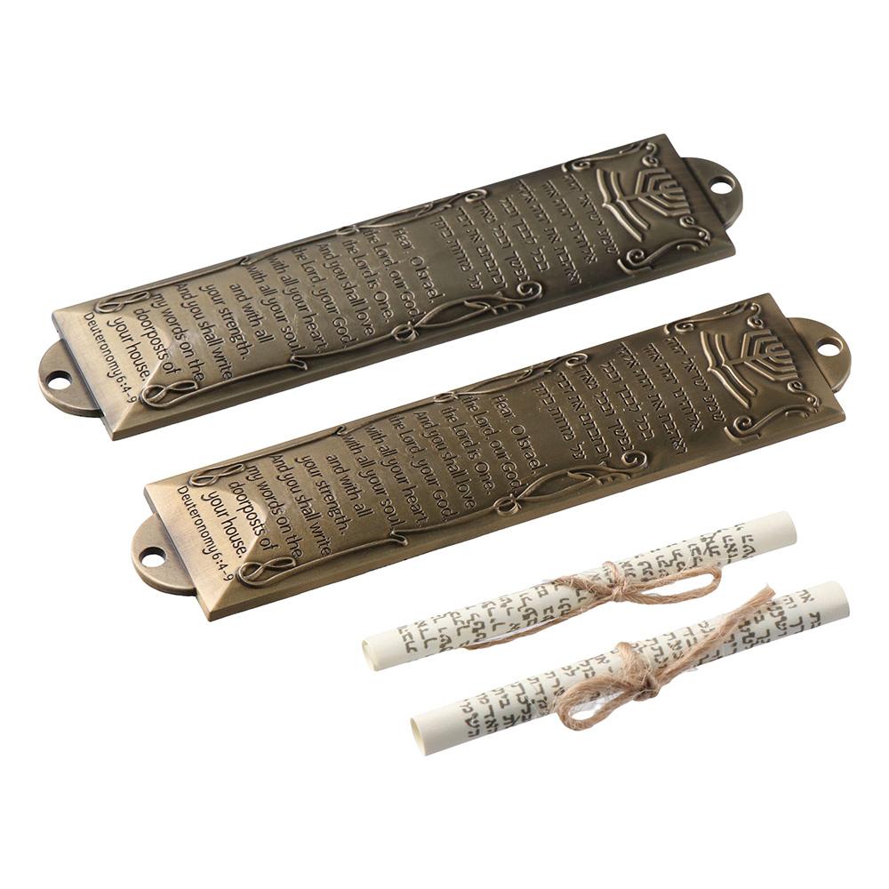 2 шт., бронзовая обложка для мезузы высотой 5,3 дюйма, двусторонняя лента, модный чехол для дома из Еврейских Писаний