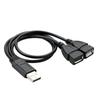 30см USB 2.0 Папа на Двойной USB Женский Кабель Питания и Зарядки Y-образный Разветвитель Провод для Эффективной Зарядки и Синхронизации Данных