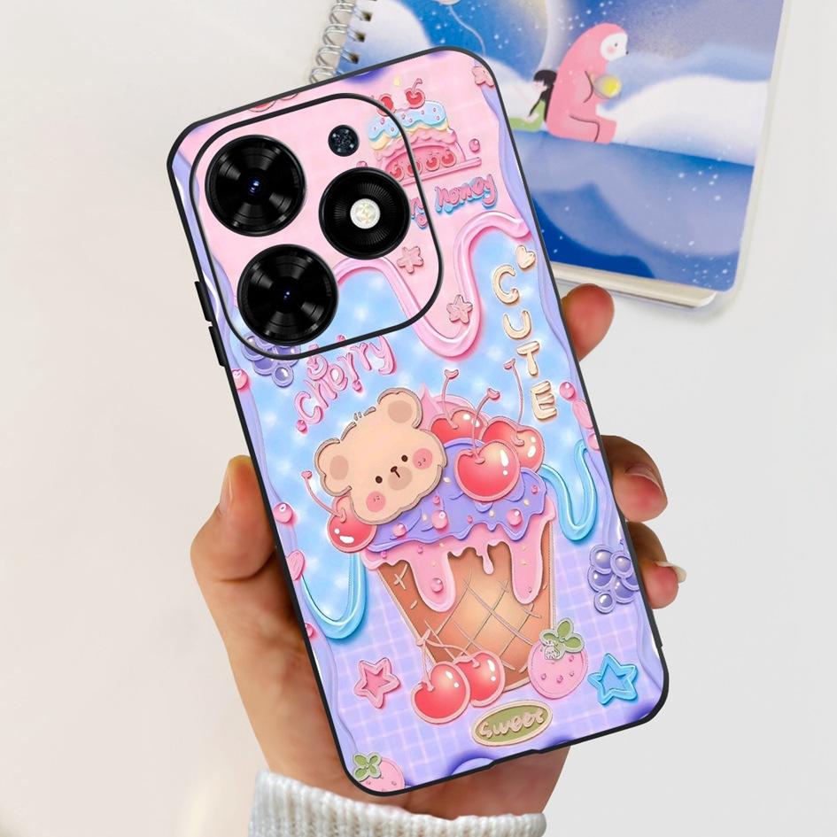 Чехол для Tecno Spark 20C Чехол Spark 20 Pro Популярный Цветок Бабочка Прозрачные Силиконовые Чехлы для Телефона Для Tecno Spark 20 Spark20 Funda