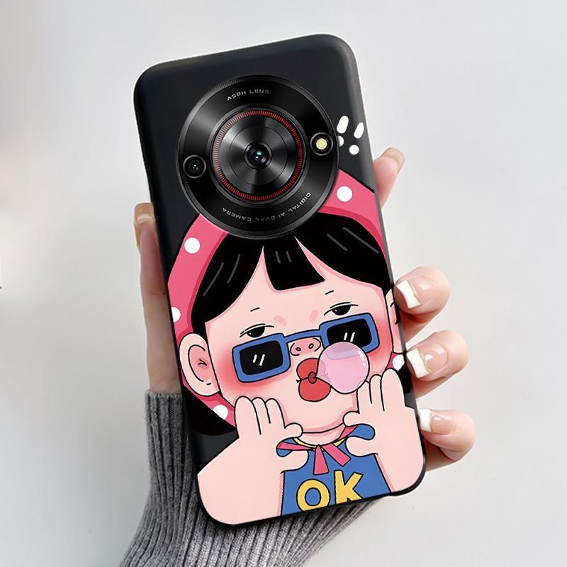 Милый Мультяшный Чехол Для ZTE Blade A75 5G/Nubia Focus 5G/Nubia Calf 5G Печатный Корпус Защитная Крышка Мягкий Силикон Черный Корпус