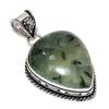 Natural Moss Prehnite Gemstone 925 Sterling Silver Gift Pendant 2.01" b1H55