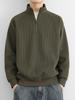 Модный мужской пуловер на молнии до середины груди с флисовой подкладкой и воротником-стойкой на осень/зиму 2025.