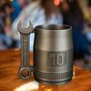Stainless Steel Spanner Mug Industrial Style Water Cup Mechanic Themed Mug with Wrench Handle Garage Vibe Coffee Cup