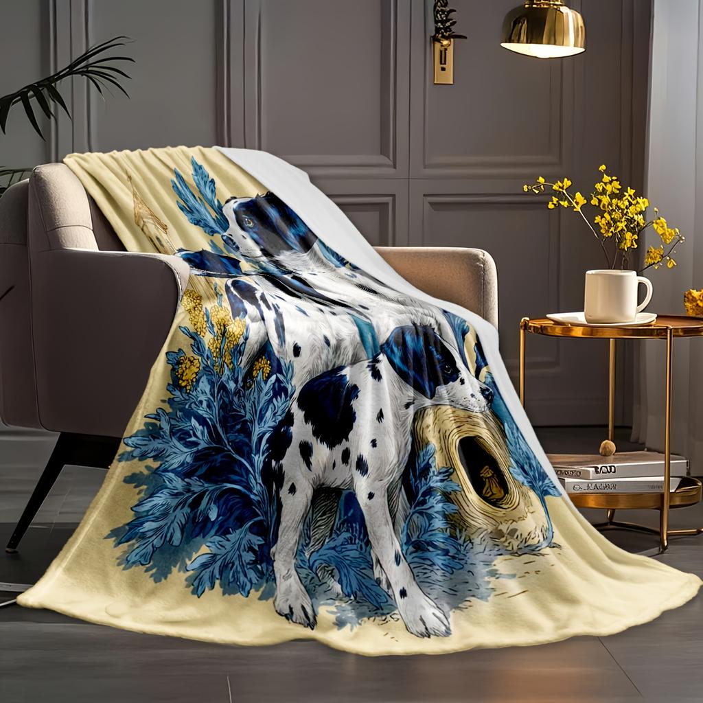 1pc Ultra-Soft 3D Dog Print Blanket - Cozy All-Season Throw for Bed, Sofa, Office, Travel & Camping, Durable Polyester Fabric, M