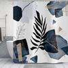 Занавеска для душа в стиле бохо, темно-синяя, черная, современная, с геометрическими листьями, занавеска для ванны с крючками, минималистичная эстетичная занавеска для душа с растениями для ванной комнаты
