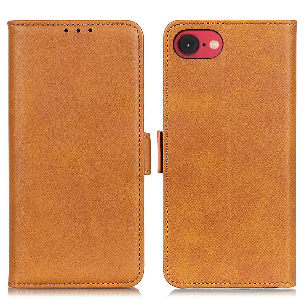 For iPhone 16e Case Stand Cowhide Texture PU Leather Phone Cover