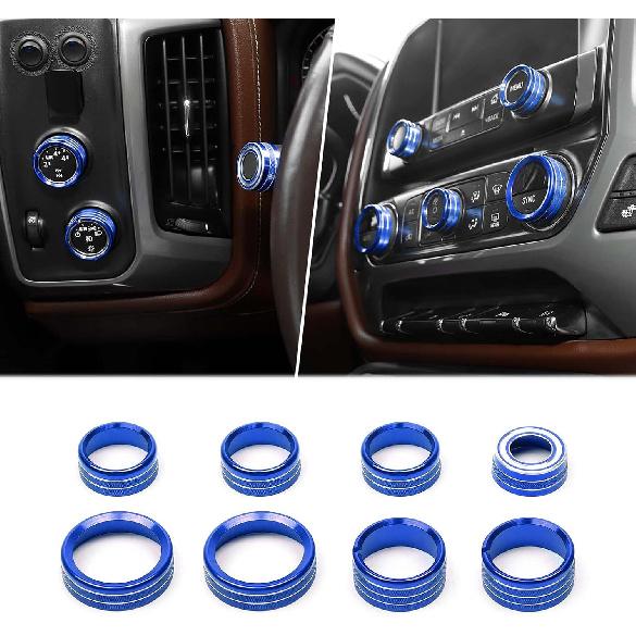 for Silverado Center Console Knob Cover Trim Ring Black for Chevy Silverado/Suburban/GMC Sierra 2014-2018 Black Interior Accessories 8pcs