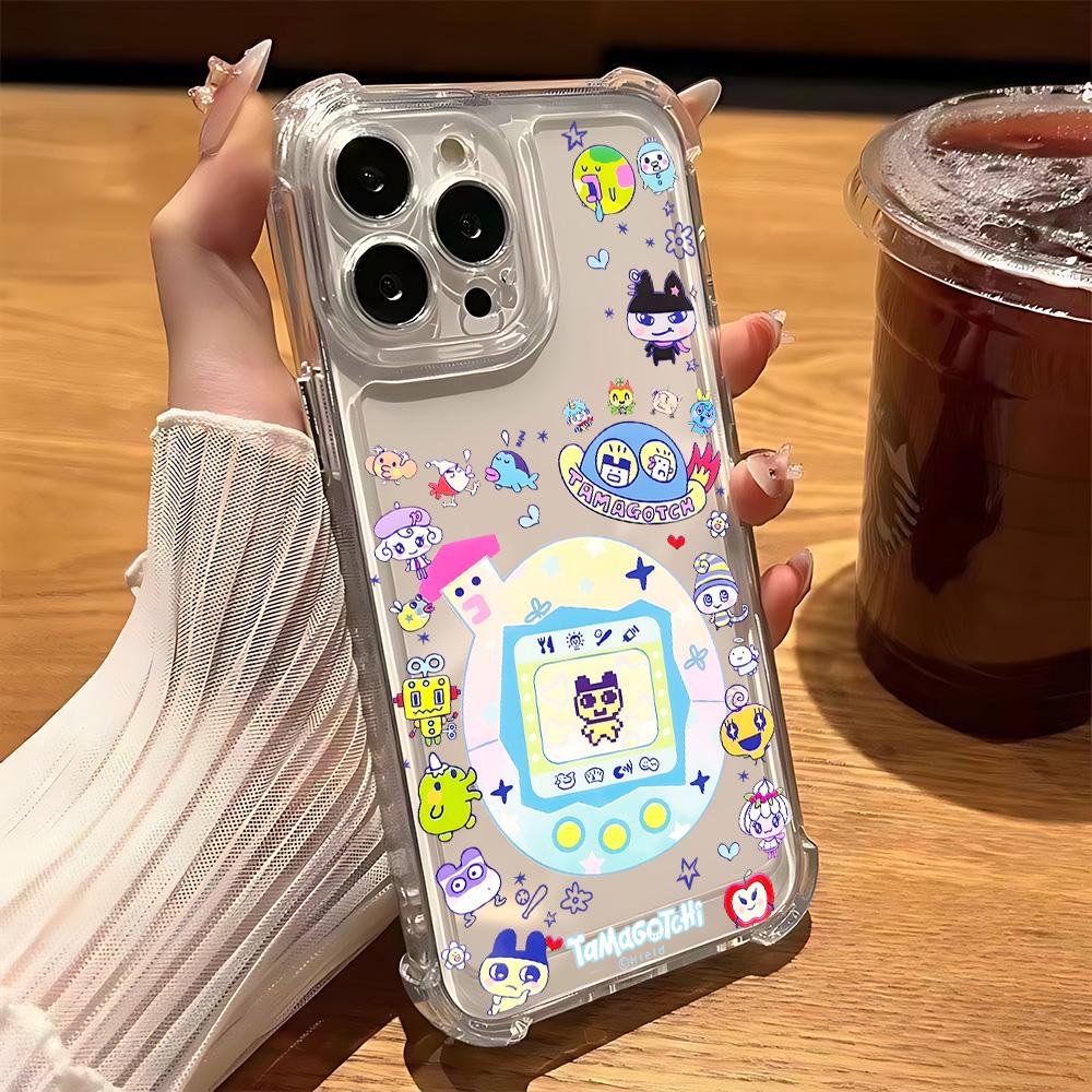 Чехол-брелок Tamagotchi для iPhone 16e 16 15 14 13 12 11 Mini Pro Max X XR XSMax 7 8 Plus, противоударный, прозрачный