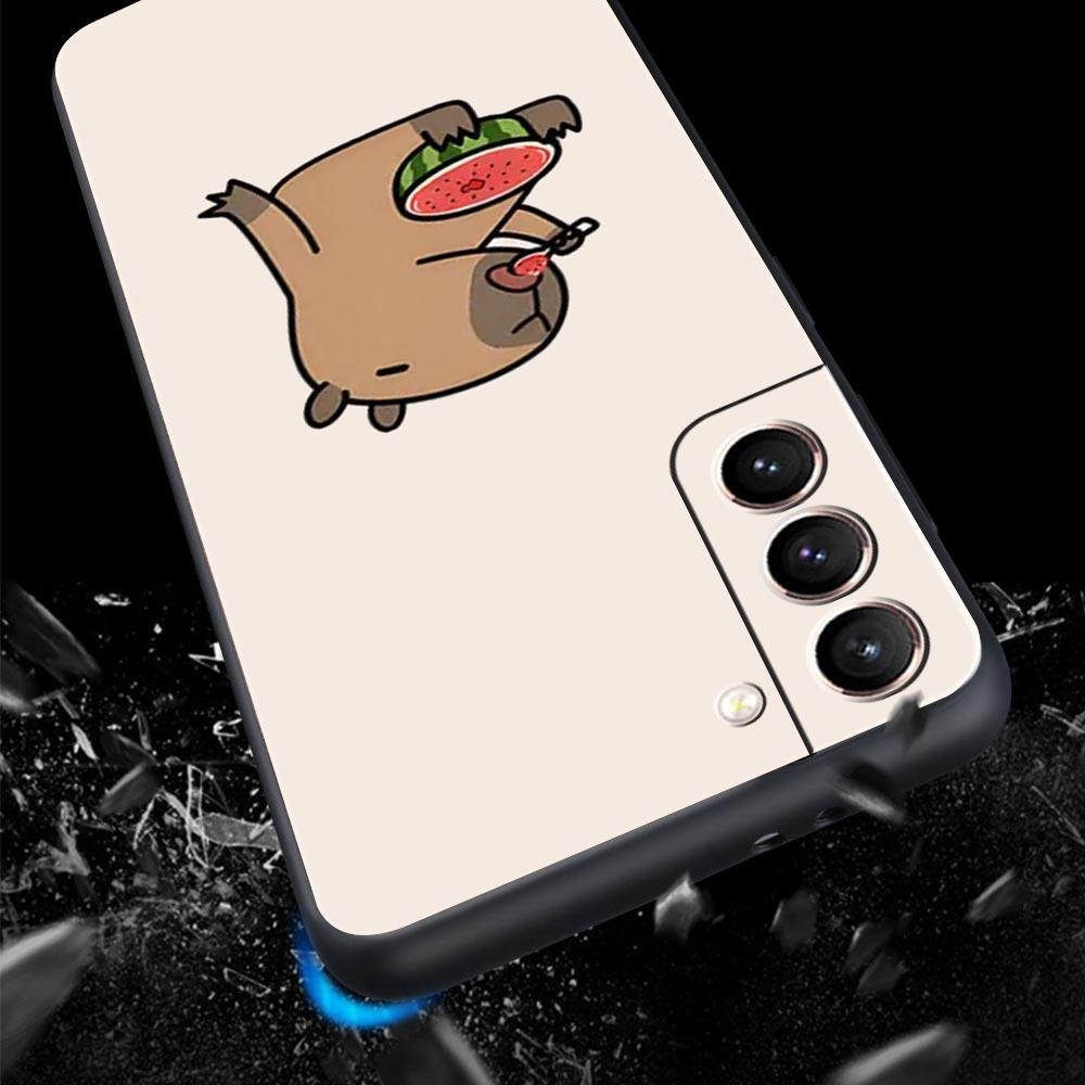 Милый чехол для телефона с капибарой для Samsung Galaxy S26 Ultra S25 Plus S24 FE S23 S22 5G S21 S20, черный, мягкий