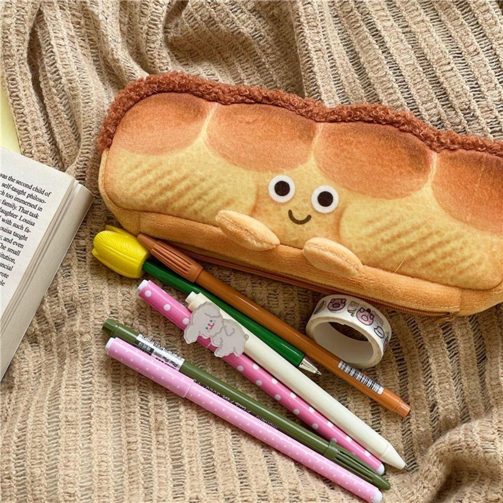 Toast Bread Toast Pencil Case Large Capacity Toast Pencil Case Plush Pen Pouch Student Gift