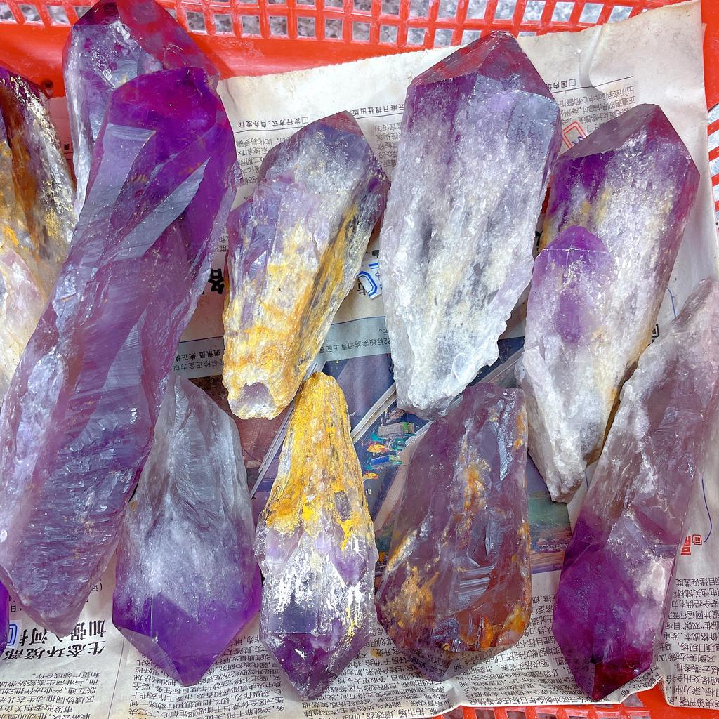 Natural Crystal Dream Amethyst Backbone Polished Wood Ornaments for Home Decoration Art Collectible