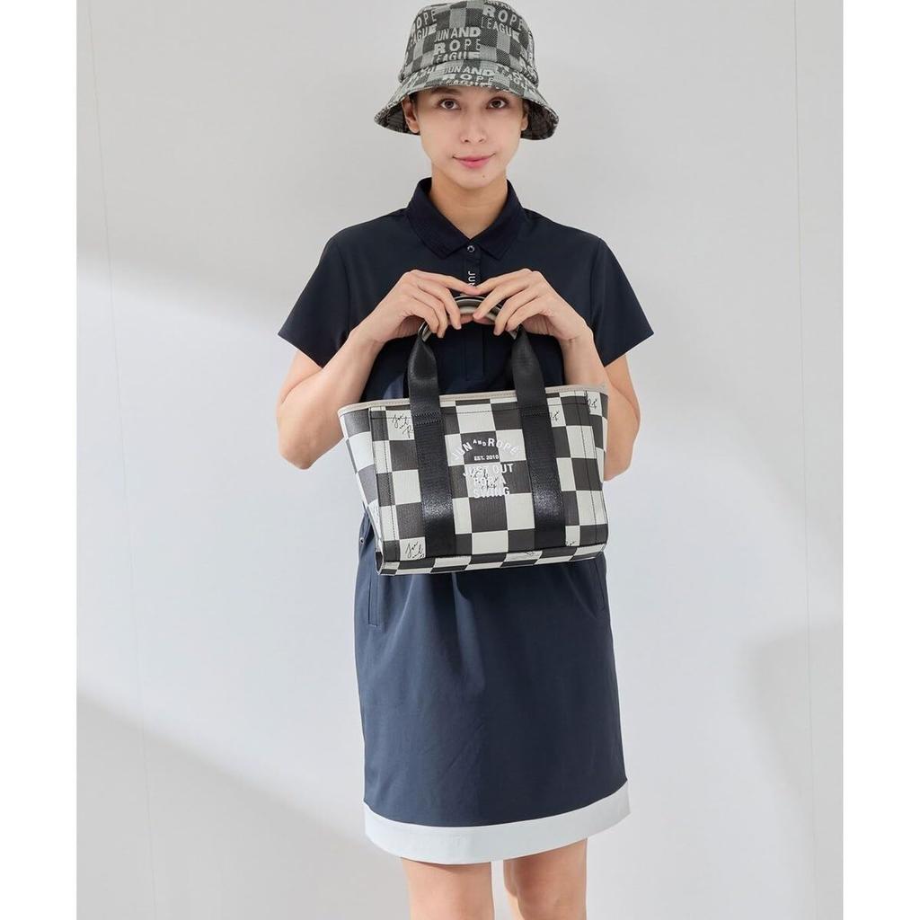 Jun & Rope Bucket Hat Checkerboard Jacquard Bucket Hat for Women ERU15150 Black Maine (01)