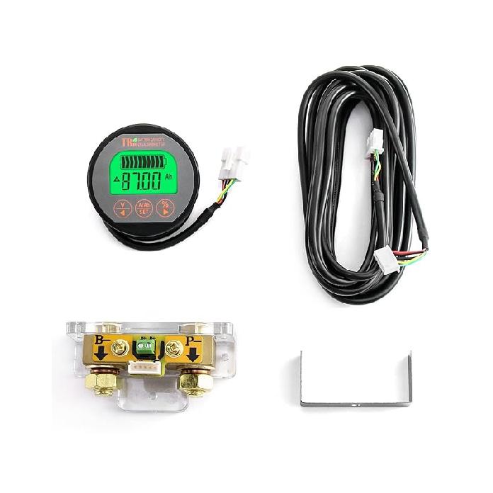 QWORK Battery Monitor Voltmeter Ammeter, Voltage Range 8V-80V and up to 500A, Voltage Current Meter with 13 ft  Cable