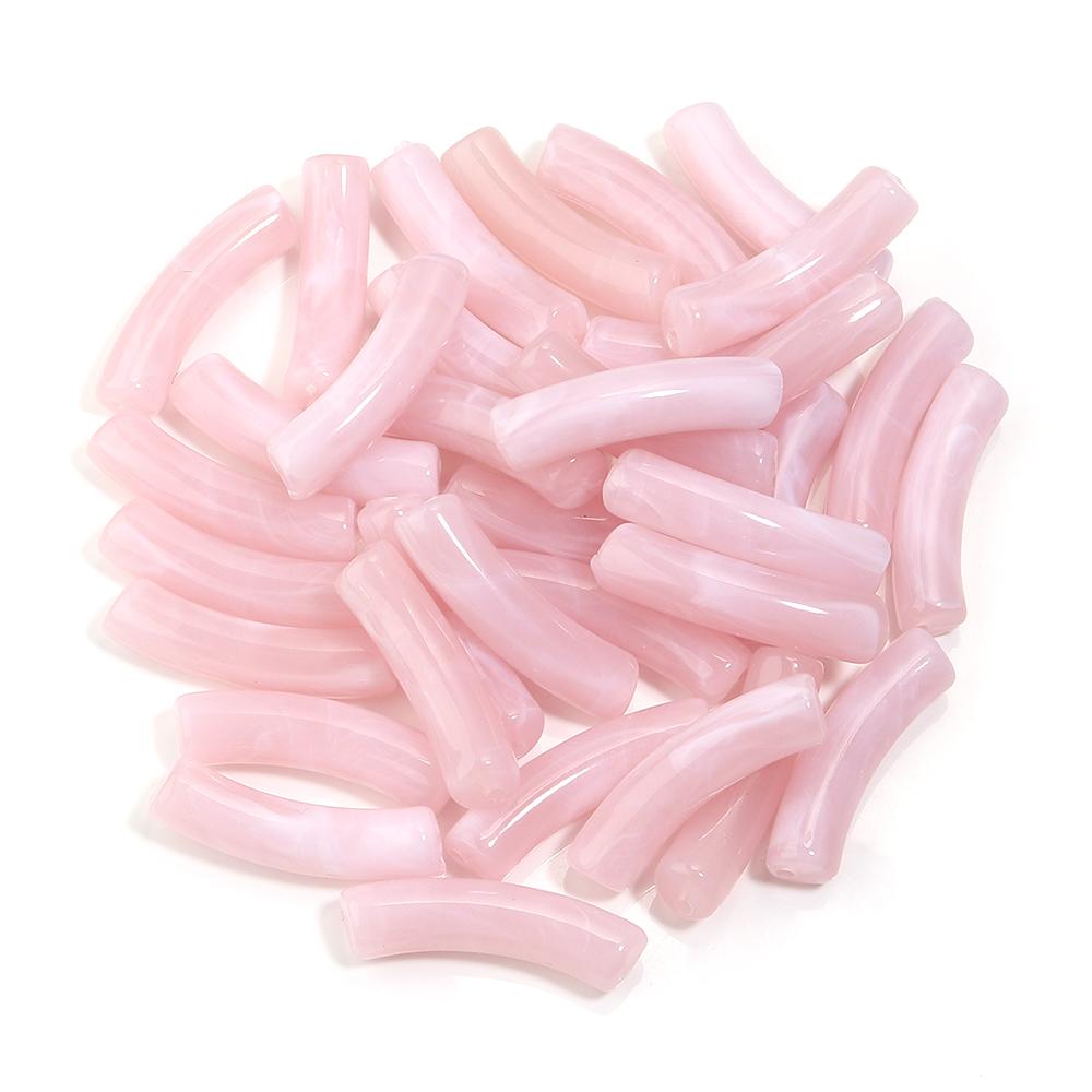 30pcs/lot Acrylic Curved Tube Beads Dual Color Thin Bamboo Shape Loose Spacer Bead For DIY Bracelet Necklace Jewelry Accessories