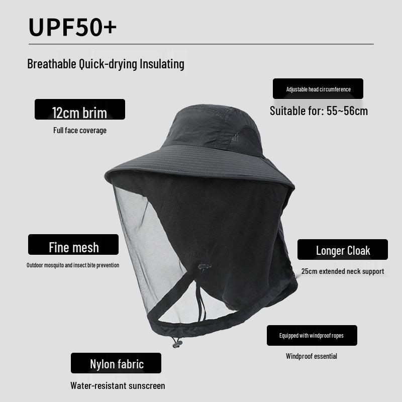 Унисекс шляпа для защиты от солнца с сетчатой маской и защитой от насекомых для рыбалки