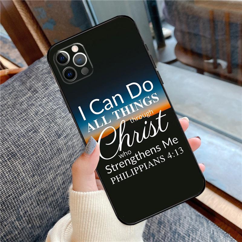 Bible Verse Philippians Jesus Christ Phone Case For iPhone 16 15 14 13 11 12 Pro Max 12 13 mini XR 15 16 Plus 16e Cover Shell