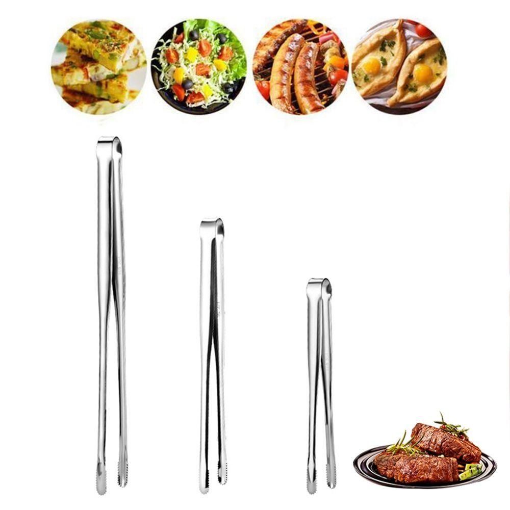 3pcs 304 Stainless Steel Barbecue Tongs Heat Resistant Steak Tongs Bread Tongs  BBQ Parties