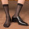 Mens Sexy Stockings Plaid See-Through Socks Breathable