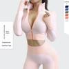 Women's Seamless Knit Yoga Suit: 3-Piece Autumn/Winter Set with Hip-Lift for Fitness and Running