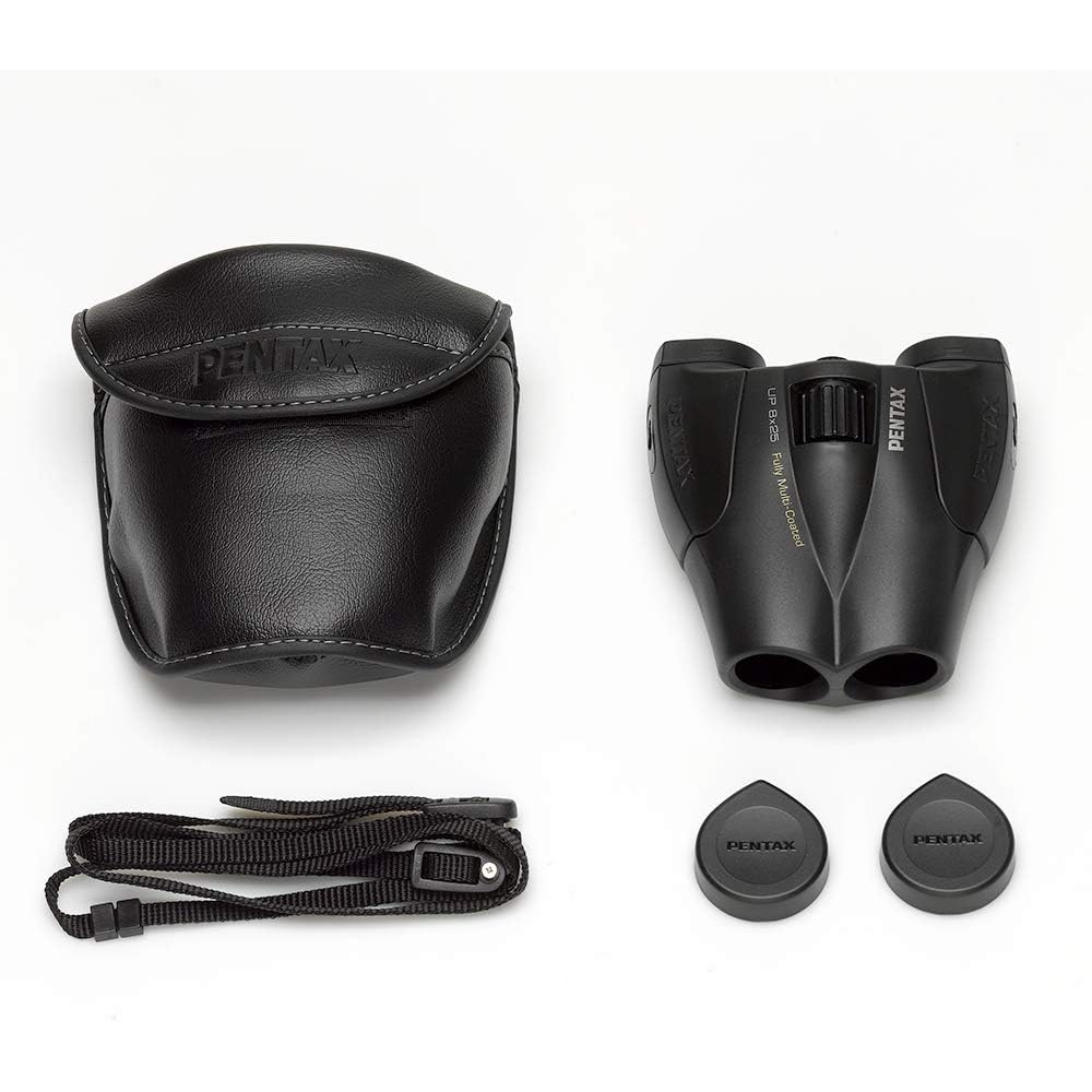 PENTAX UP 10x25 Binoculars, 10x Magnification, 25mm Lens Diameter, Includes Case and Strap, Compact and Lightweight, Fully Multi-Coated, Ideal for Fes