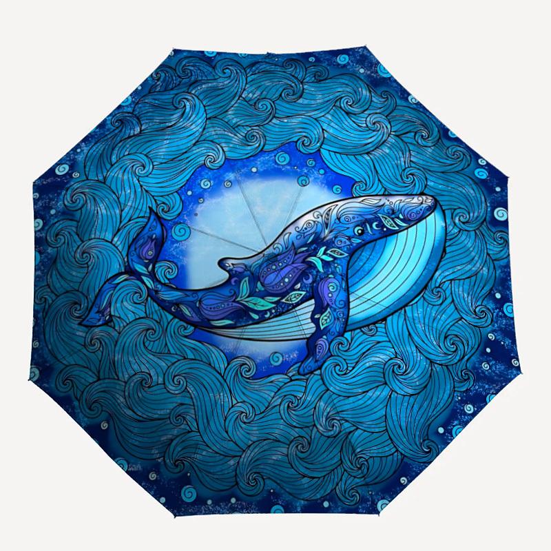 1pc Whale Mandala Folding Umbrella, Durable, Suitable for Outdoor Activities or Rain, Suitable for Commuting yy251027150