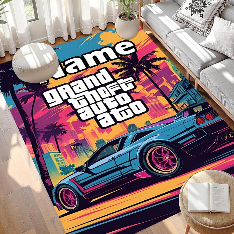 Custom Name Personalized Grand Theft Auto VI Print Carpet, Versatile Home Decor Rug, for Playroom, Apartment, Balcony, Entryway, Hallway Gift