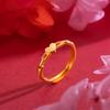Zhou-Style Adjustable Gold-Plated Heart Chain Ring for Women