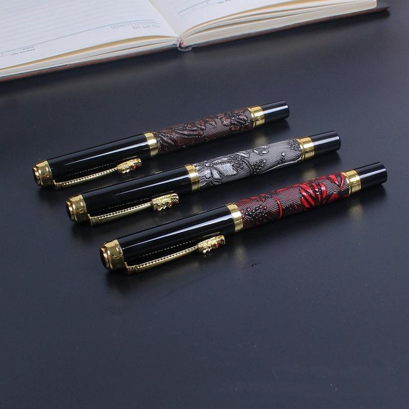 Роскошная шариковая ручка с золотистым зажимом в форме китайского дракона и резным корпусом