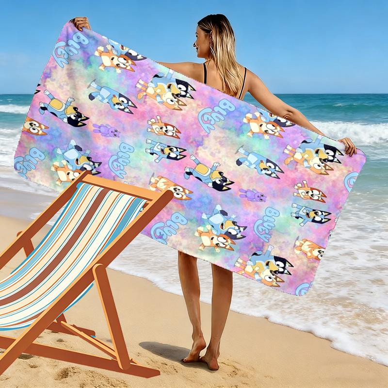 Bluey Print Beach Towel, Large Soft Quick Dry Towel for Beach Camping Swimming