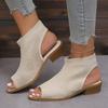 2025 New Sandals Fashion Knitted Thick Heel Female Fish Mouth Sandals One Pedal Sandals