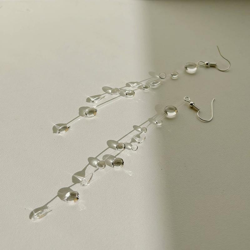 New Fashion Minimalist Transparent Crystal Dewdrop Earrings Niche High-End Unique And Versatile Clavicle Chain