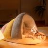Autumn and Winter Plush Cat Bed Thick Slippers Cat Mat Small and Medium-sized Dog Bed Semi Enclosed Cat Bed Pet Bed Cat House